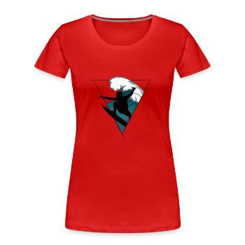 Casual Aerial Surfer Silhouette Breaking Wave - T-shirt bio Premium Femme - rouge - Devant - Mia (176cm)