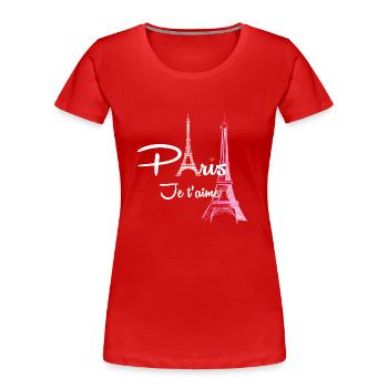 I Love Paris Eiffel Tower France - French Souvenir - T-shirt bio Premium Femme - rouge - Devant - Mia (176cm)