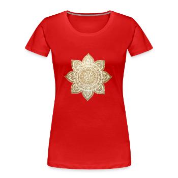 Mandala Gliter - T-shirt bio Premium Femme - rouge - Devant - Mia (176cm)