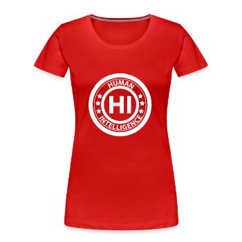 HI Human Intelligence - Frauen Premium Bio T-Shirt - Rot - Vorne - Mia (176cm)