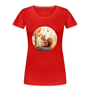 Squirrels in autumn - Women's Premium Organic T-Shirt - red - Front - Mia (176cm)