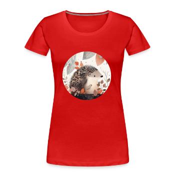 Hedgehogs in autumn - Women's Premium Organic T-Shirt - red - Front - Mia (176cm)