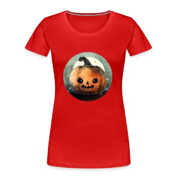 Halloween Pumpkin - Women's Premium Organic T-Shirt - red - Front - Mia (176cm)