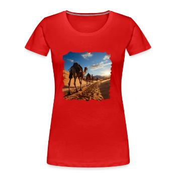 L’origine des caravanes se trouve dans l’Orient ancien - T-shirt bio Premium Femme - rouge - Devant - Mia (176cm)