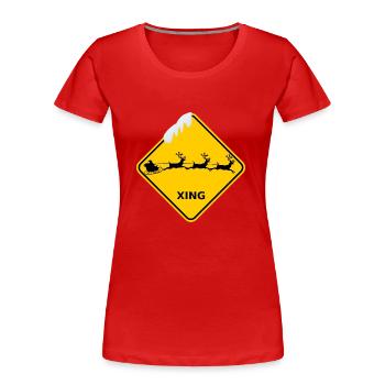 Wildwechsel "Weihnachtsmann m. Schlitten" / Schnee - Frauen Premium Bio T-Shirt - Rot - Vorne - Mia (176cm)