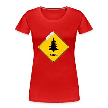 Wildwechsel "Weihnachtsbaum"mit Schneekuppe - Frauen Premium Bio T-Shirt - Rot - Vorne - Mia (176cm)