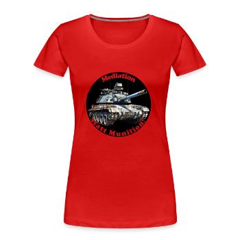Mediation statt Munition - Frauen Premium Bio T-Shirt - Rot - Vorne - Mia (176cm)