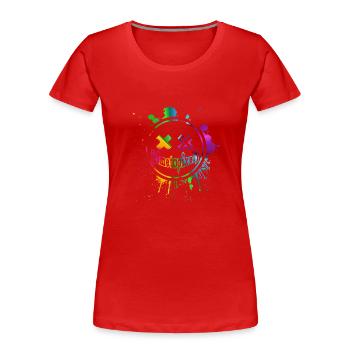 Pixelsmiley - Frauen Premium Bio T-Shirt - Rot - Vorne - Mia (176cm)