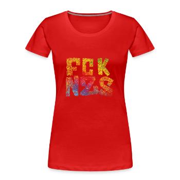 FCK NZS - T-shirt bio Premium Femme - rouge - Devant - Mia (176cm)