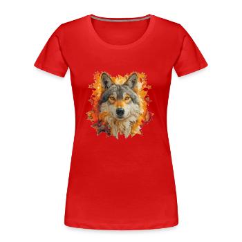 Wolf und Sterne - Frauen Premium Bio T-Shirt - Rot - Vorne - Mia (176cm)