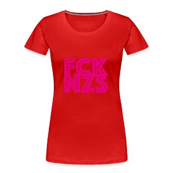 FCK NZS - T-shirt bio Premium Femme - rouge - Devant - Mia (176cm)