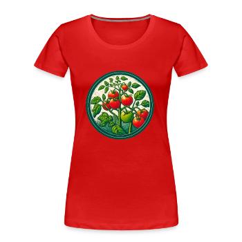 Jardiniers Tomates - T-shirt bio Premium Femme - rouge - Devant - Mia (176cm)