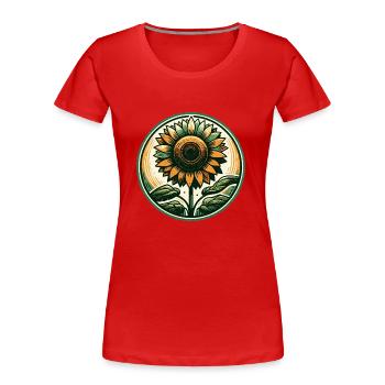 Sonnenblume - Frauen Premium Bio T-Shirt - Rot - Vorne - Mia (176cm)