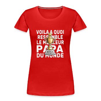 Bester Vater der Welt - Trophäe - Frauen Premium Bio T-Shirt - Rot - Vorne - Mia (176cm)