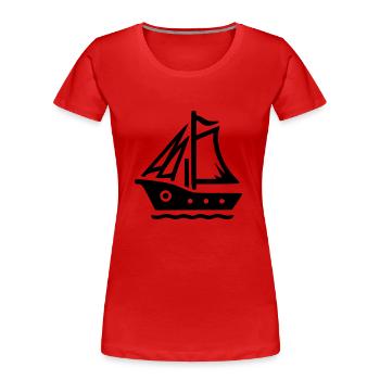 Small Sailboat - Women's Premium Organic T-Shirt - red - Front - Mia (176cm)