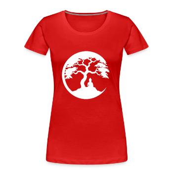Buddha, Zen Circle - Women's Premium Organic T-Shirt - red - Front - Mia (176cm)