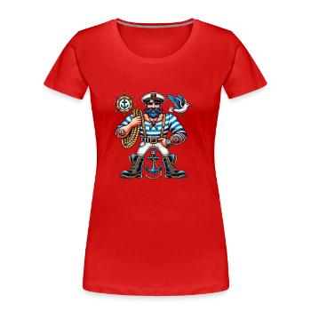Matrose Seemann Comic - Frauen Premium Bio T-Shirt - Rot - Vorne - Mia (176cm)