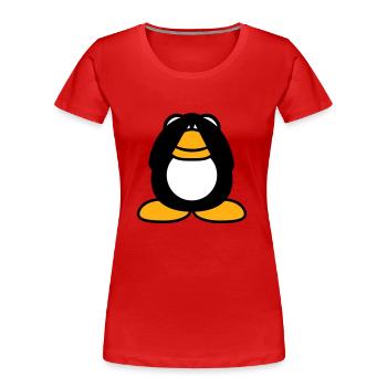 Pinguin nichts sehen blind Hände halten Augen zu - Frauen Premium Bio T-Shirt - Rot - Vorne - Mia (176cm)
