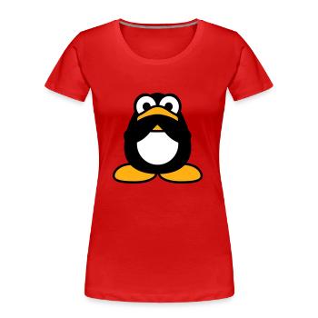 Pinguin nichts reden stumm Hände halten Mund zu - Frauen Premium Bio T-Shirt - Rot - Vorne - Mia (176cm)