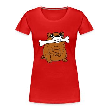 Carlin Chien Os Bouche FaimYummy Happy Cool - T-shirt bio Premium Femme - rouge - Devant - Mia (176cm)