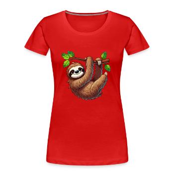 Sloth - Women's Premium Organic T-Shirt - red - Front - Mia (176cm)
