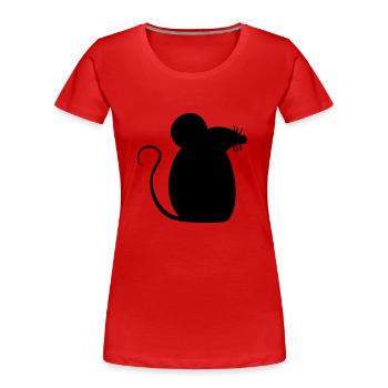 Maus Mäuschen Süße Kleine Ratte Nager Silhouette - Frauen Premium Bio T-Shirt - Rot - Vorne - Mia (176cm)