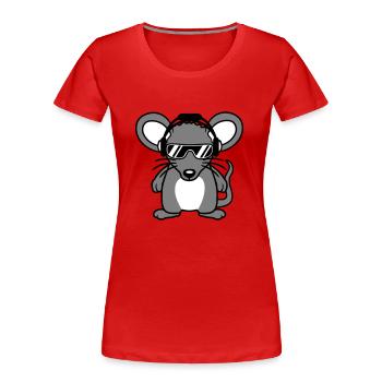 Maus Sonnenbrille Cool Kopfhörer Party Musik hören - Frauen Premium Bio T-Shirt - Rot - Vorne - Mia (176cm)