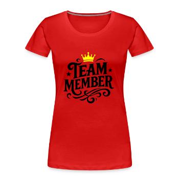 Groupe de membres de l’équipe - T-shirt bio Premium Femme - rouge - Devant - Mia (176cm)