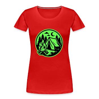 Camping Zelt Natur - Frauen Premium Bio T-Shirt - Rot - Vorne - Mia (176cm)