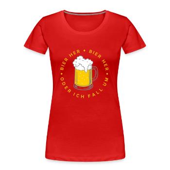Les abeilles ici - Oder ich fall um ! - T-shirt bio Premium Femme - rouge - Devant - Mia (176cm)