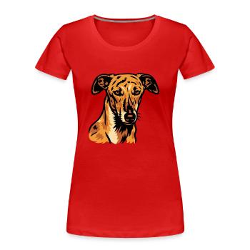 Galgo Español – Grâce Espagnole - T-shirt bio Premium Femme - rouge - Devant - Mia (176cm)