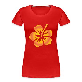 Hibiscus jaune - T-shirt bio Premium Femme - rouge - Devant - Mia (176cm)