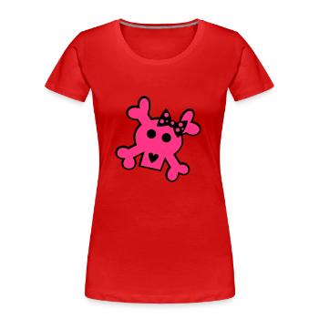 Girlie - Lady - Skull - Totenschädel - Frauen Premium Bio T-Shirt - Rot - Vorne - Mia (176cm)