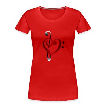 Music Heart - Women's Premium Organic T-Shirt - red - Front - Mia (176cm)