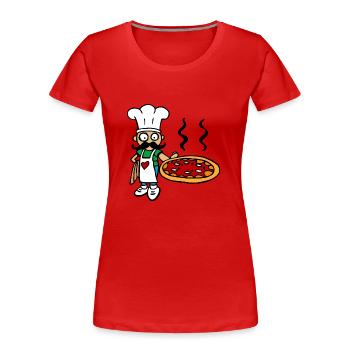 lustige zeichnung von koch pizza pizzeria - Frauen Premium Bio T-Shirt - Rot - Vorne - Mia (176cm)