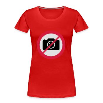 panneau de signalisation appareil photo - T-shirt bio Premium Femme - rouge - Devant - Mia (176cm)