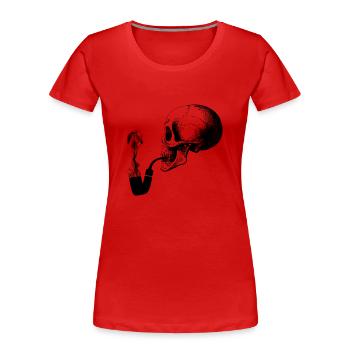 Pipe smoking skull - Frauen Premium Bio T-Shirt - Rot - Vorne - Mia (176cm)