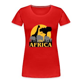 Afrika - Sonnenuntergang in der Savanne - Frauen Premium Bio T-Shirt - Rot - Vorne - Mia (176cm)