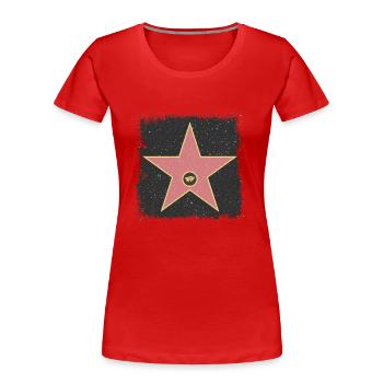 Shirt of fame Theater - Frauen Premium Bio T-Shirt - Rot - Vorne - Mia (176cm)