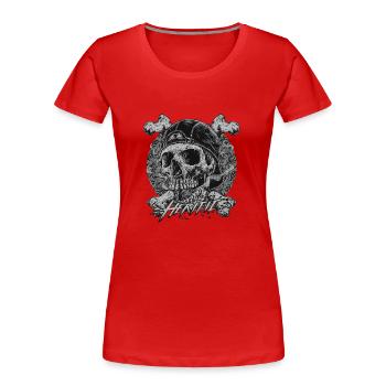Crâne de tabagisme - T-shirt bio Premium Femme - rouge - Devant - Mia (176cm)