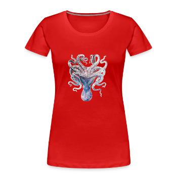 SPACE SQUID - Frauen Premium Bio T-Shirt - Rot - Vorne - Mia (176cm)