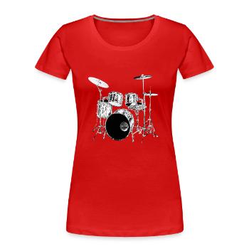 Drums Silber - Frauen Premium Bio T-Shirt - Rot - Vorne - Mia (176cm)