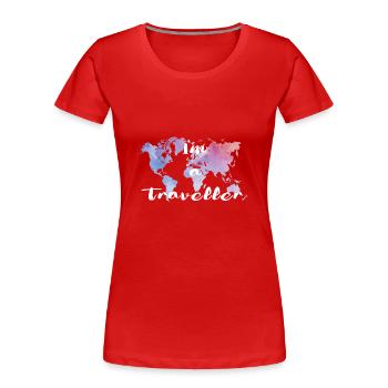 Je suis un voyageur - T-shirt bio Premium Femme - rouge - Devant - Mia (176cm)