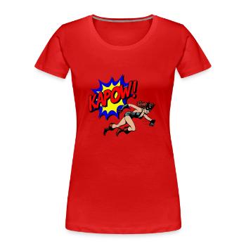 Kapow - Women's Premium Organic T-Shirt - red - Front - Mia (176cm)