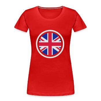 Great Britain (Union Jack) Emblem - Frauen Premium Bio T-Shirt - Rot - Vorne - Mia (176cm)