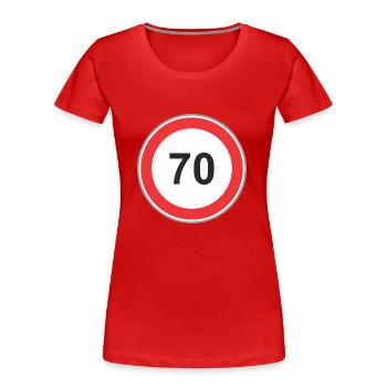 Road sign 70 - Women's Premium Organic T-Shirt - red - Front - Mia (176cm)