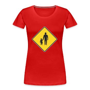 Road Sign man with child - Women's Premium Organic T-Shirt - red - Front - Mia (176cm)