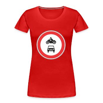 Road sign motorcycle and car - Women's Premium Organic T-Shirt - red - Front - Mia (176cm)