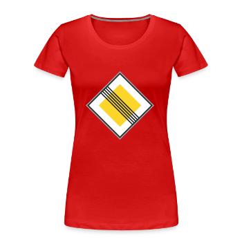 Road sign Yellow restriction - Women's Premium Organic T-Shirt - red - Front - Mia (176cm)