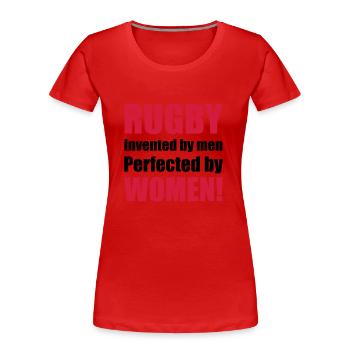 rugby - Frauen Premium Bio T-Shirt - Rot - Vorne - Mia (176cm)